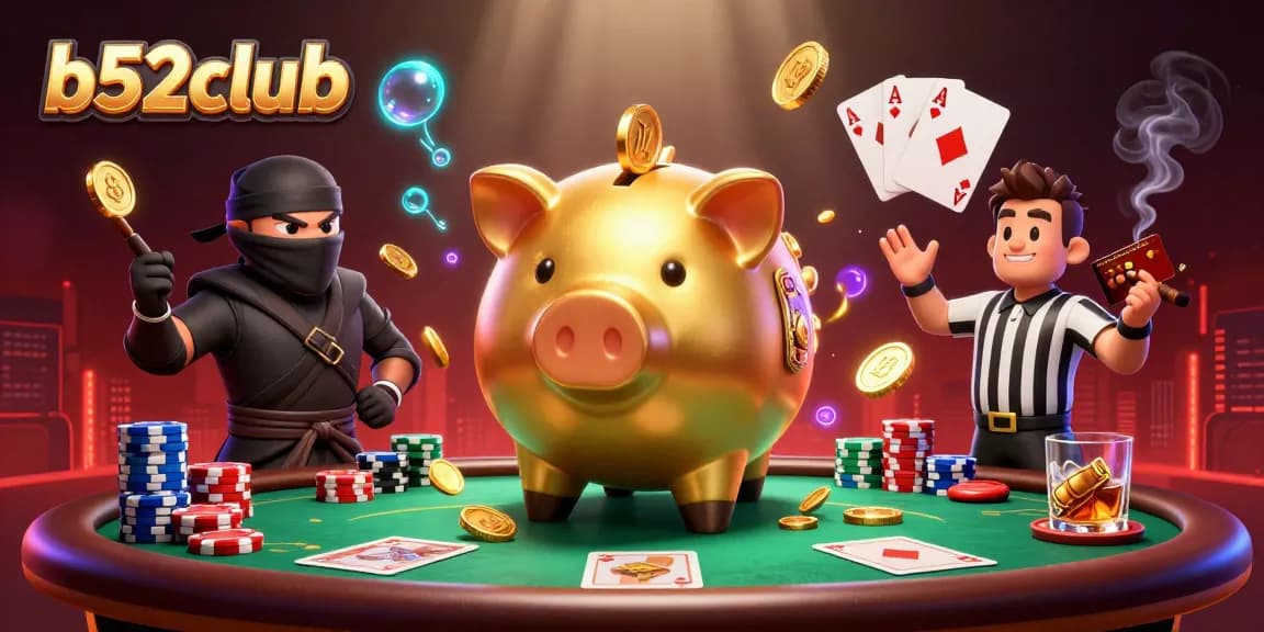 b52club players enjoying thrilling poker action with vibrant characters and colorful elements.