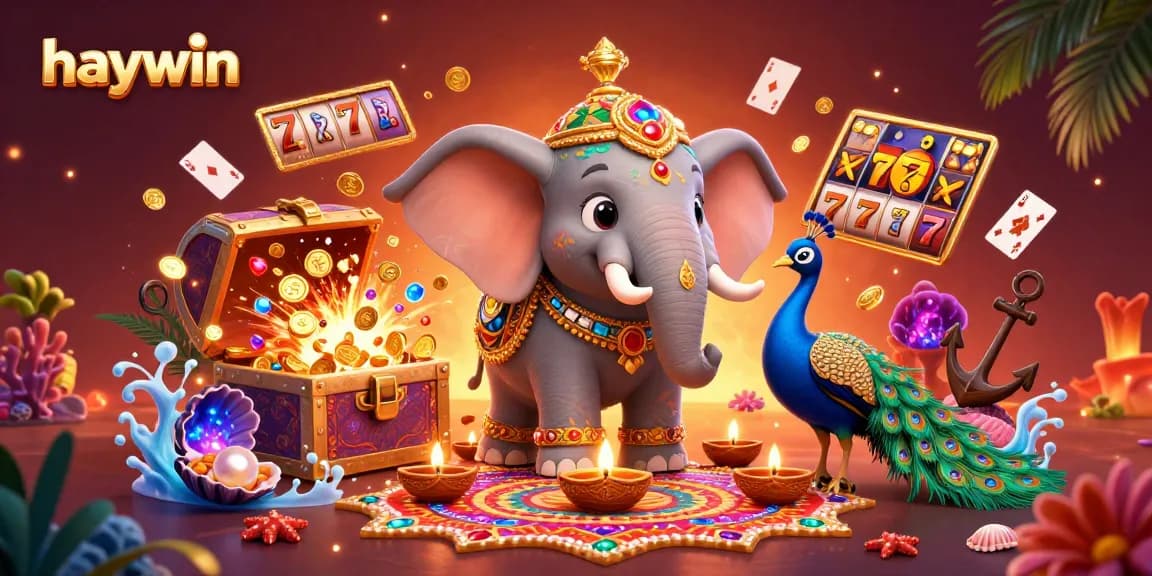 Experience the vibrant world of haywin casinos with a festive and colorful scene of gambling delights.