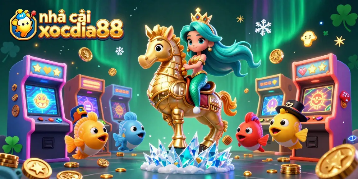 Engage with vibrant online gaming at nhà cái xocdia88 with a colorful carnival atmosphere and dynamic characters.