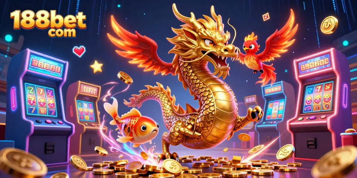 Experience the excitement of 188bet com with a dynamic casino illustration featuring iconic gaming elements.