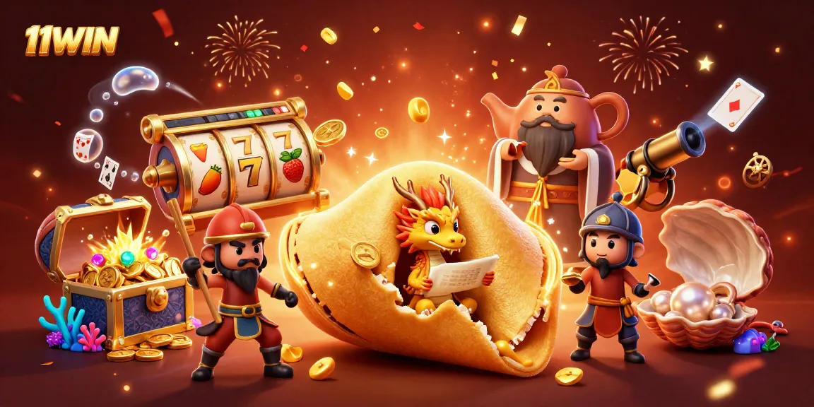 Win with strategies at 11WIN's vibrant casino illustration featuring golden elements.
