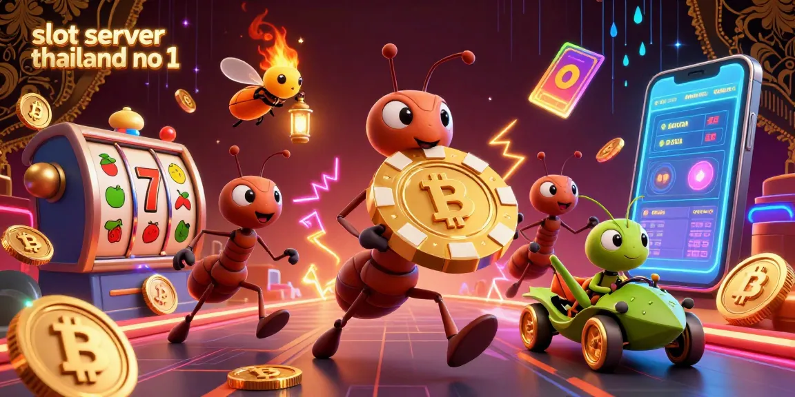 Experience thrilling action with a heist of the slot server thailand no 1, featuring giant poker chips and energetic ants.