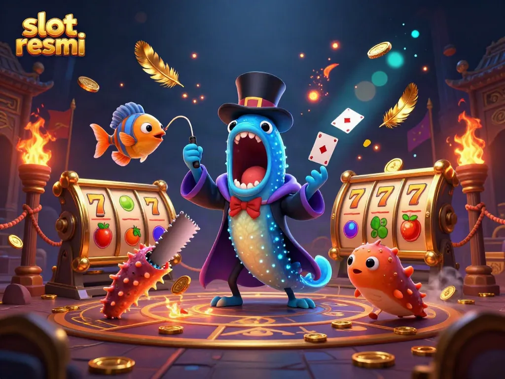 Experience the thrills of slot resmi gaming with a vibrant underwater magic act featuring a gulper eel and anglerfish.
