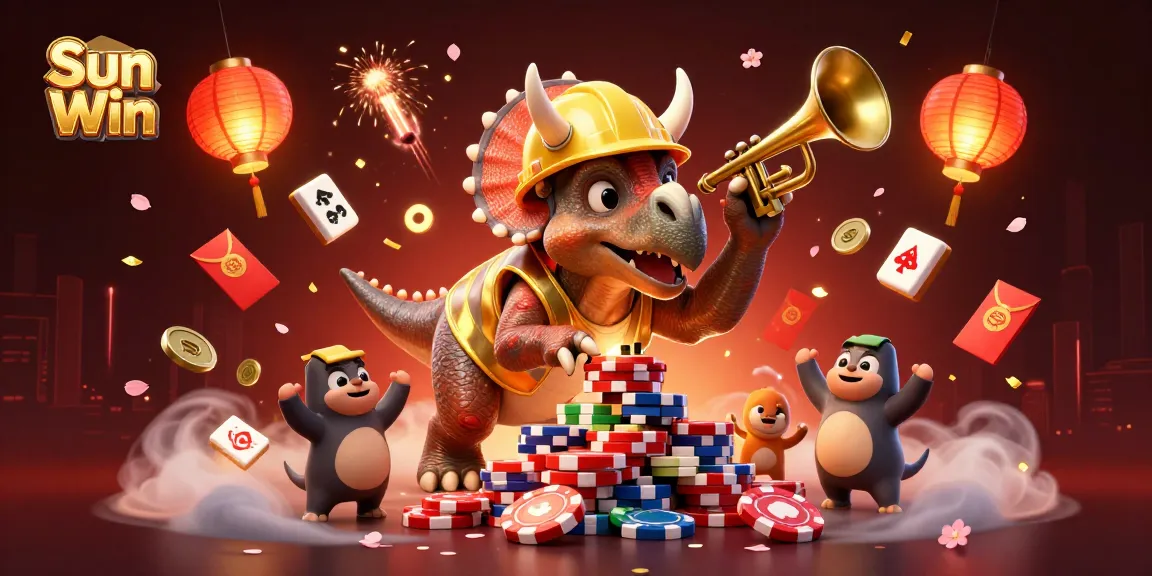 Enjoy the excitement of Sun Win with vibrant characters creating a casino scene filled with lively game elements.