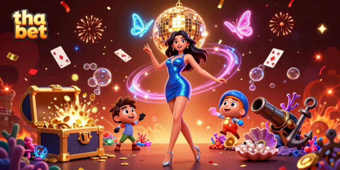 Experience vibrant wins with tha bet in a dynamic casino-themed scene bursting with energy and excitement.