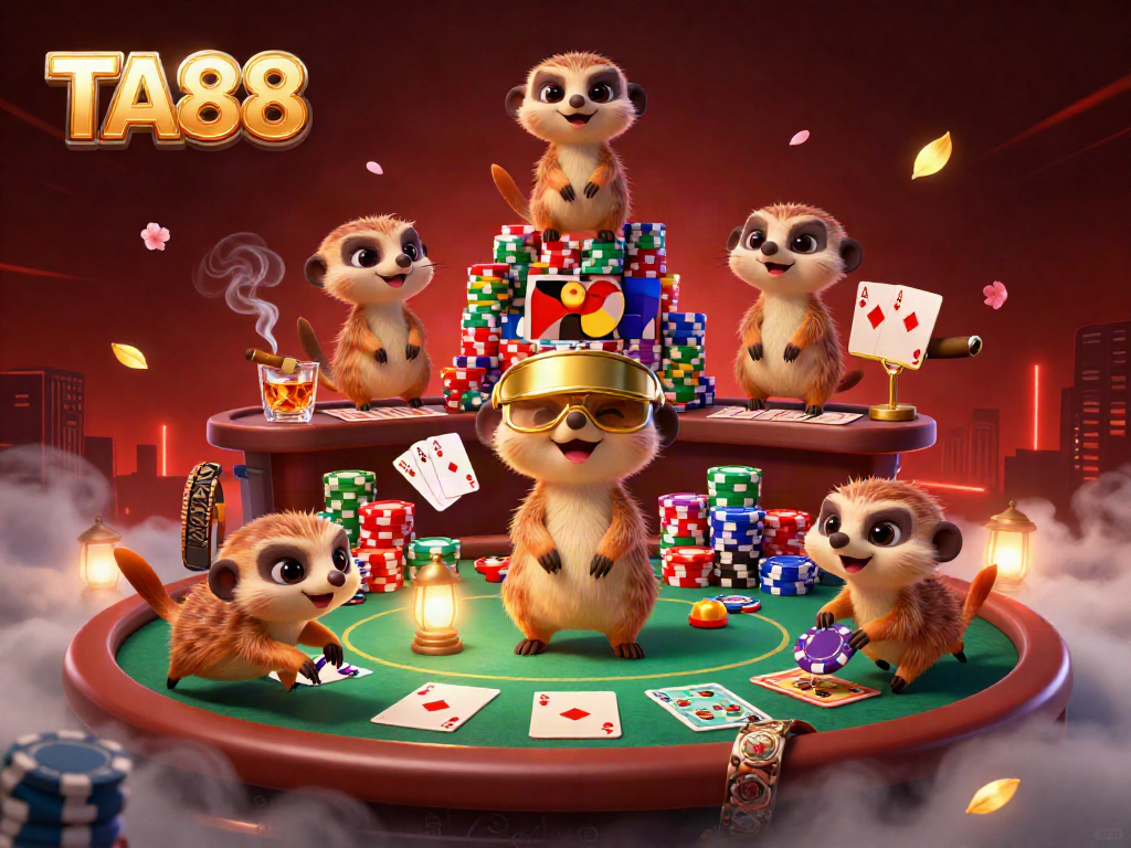 Experience TA88's vibrant casino world with meerkats dealing cards and sneaking chips.