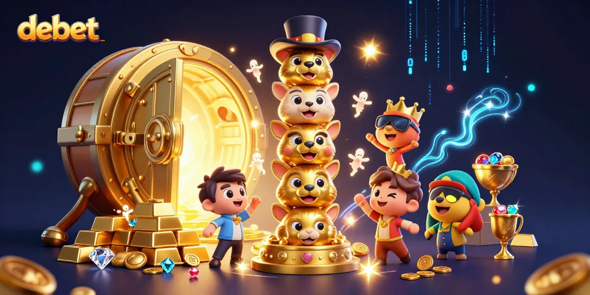 Experience exciting gameplay at debet, illustrated by a totem pole surrounded by treasures and vibrant casino elements.