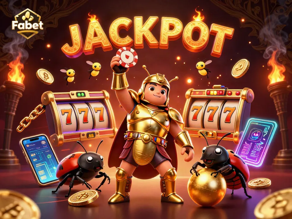Experience thrilling gameplay at Fabet with dynamic visuals of jackpots and victory.