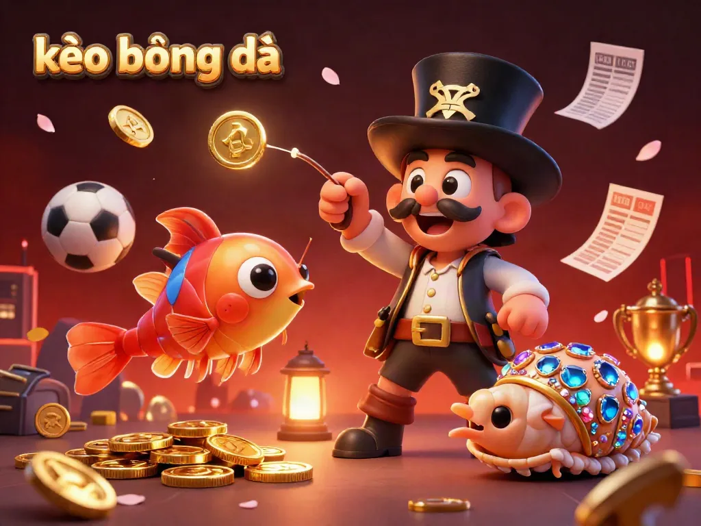 Experience the thrill of kèo bóng đá with a vibrant 3D scene featuring sports betting elements and lively sea creatures.