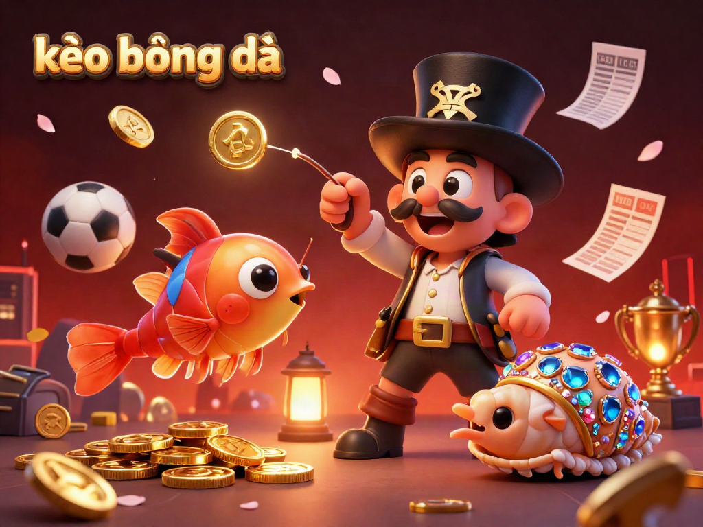 Experience the thrill of kèo bóng đá with a vibrant 3D scene featuring sports betting elements and lively sea creatures.