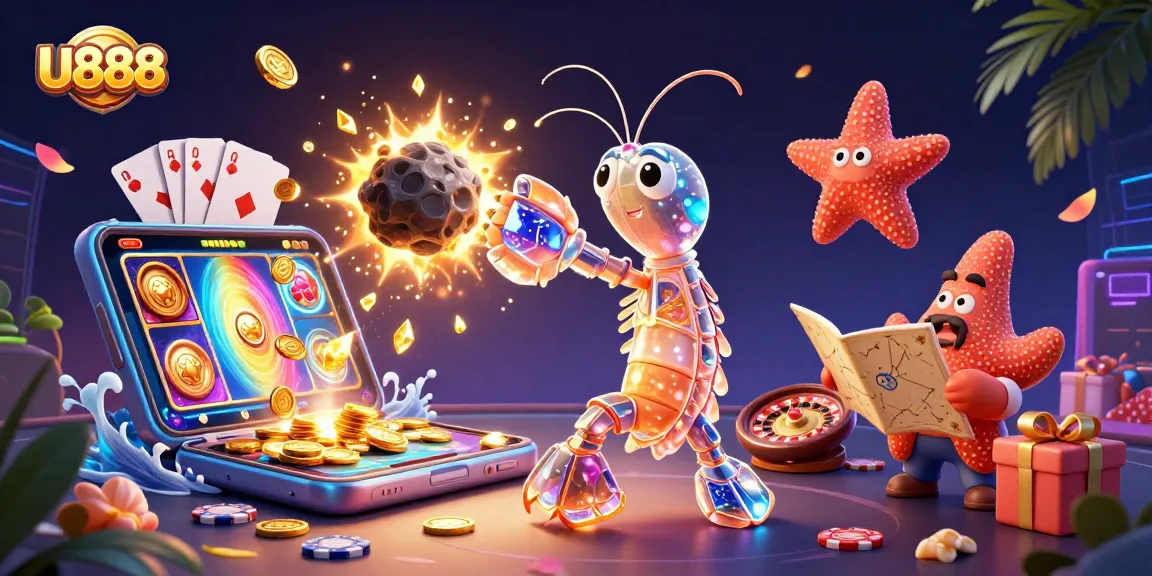 U888 expands gaming excitement with vibrant slot action and dynamic casino elements in a cosmic scene.