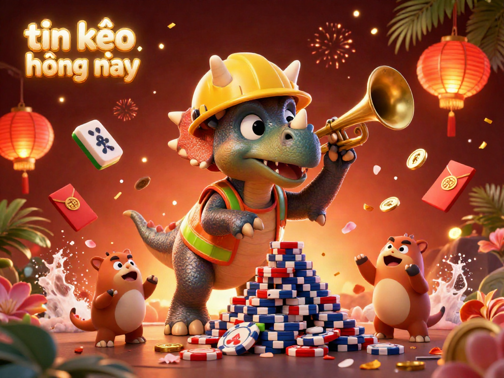 Engage with thrilling betting action on tin kèo bóng đá hôm nay amidst dynamic 3D creatures and festive elements.