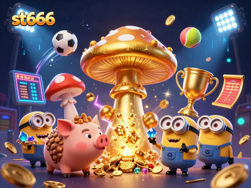 Experience the excitement of st666 with magical creatures and vibrant sports elements in this dynamic illustration.
