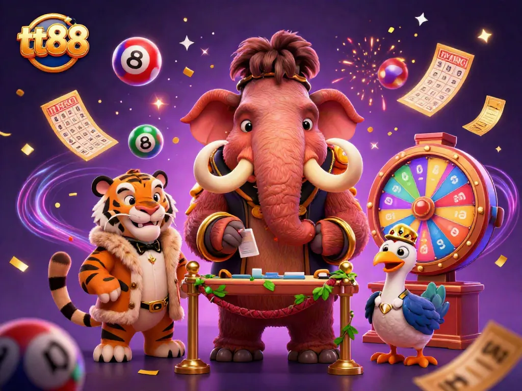 Experience the excitement of tt88 with a vibrant 3D casino scene featuring characters and dynamic gaming elements.