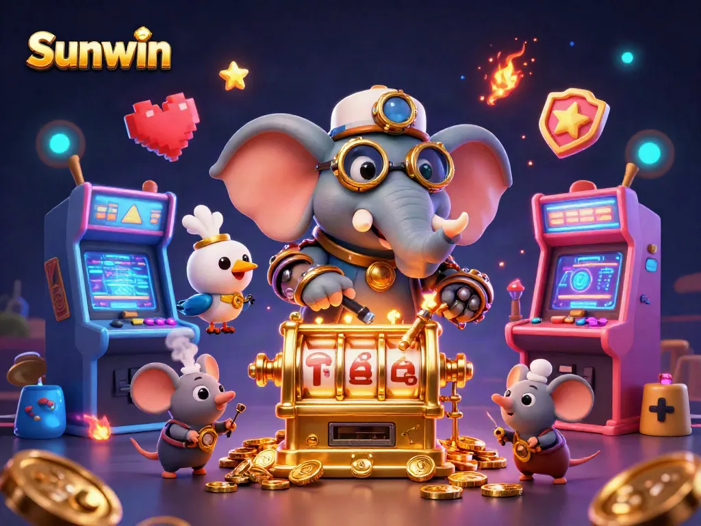 Engaging in thrilling gaming with Sunwin's vibrant slot machines and steampunk charm.