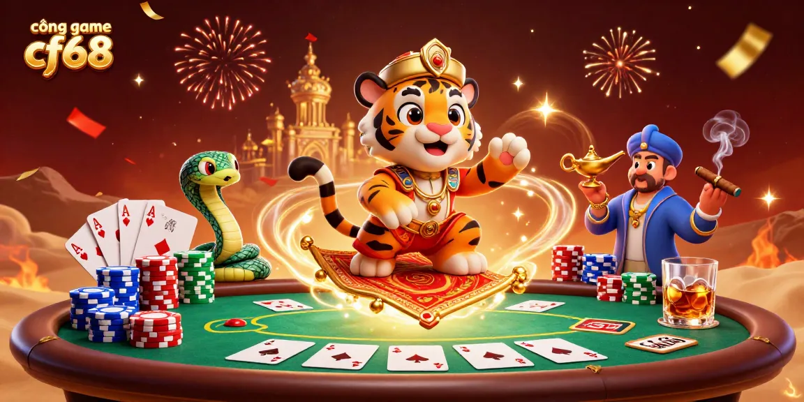 Experience gaming excitement at cổng game cf68 with a vibrant, detailed illustration capturing enchanting casino elements.