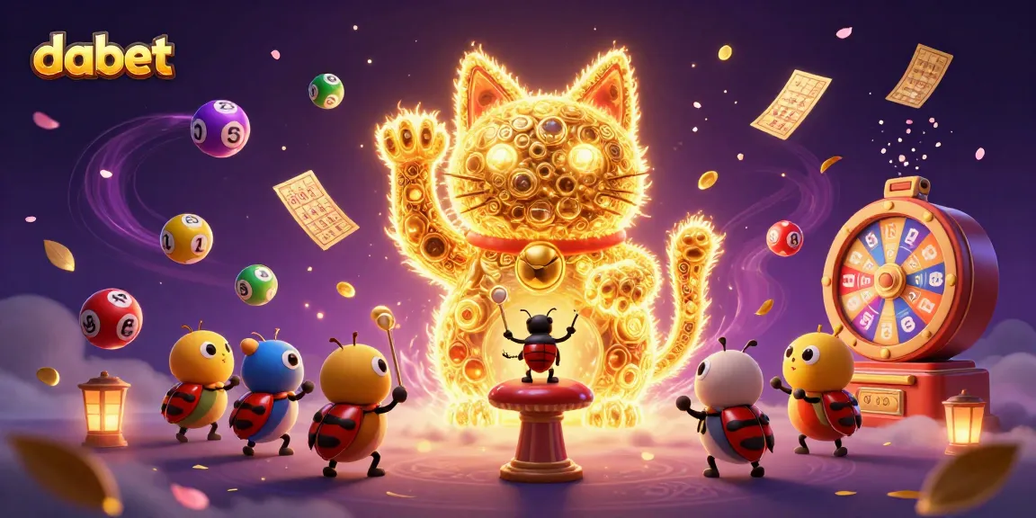 Experience vibrant casino activities with the lucky cat symbolizing dabet and animated game elements.