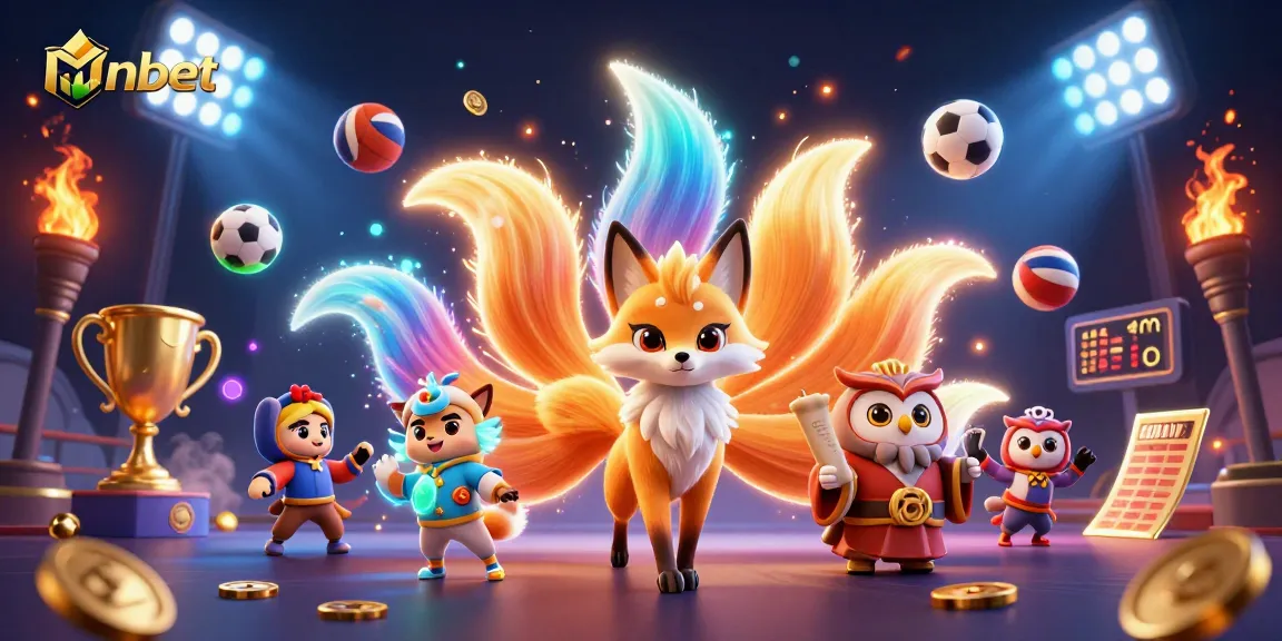 Engage with nbet's lively casino ambiance featuring a vibrant fox spirit and dynamic sports elements.