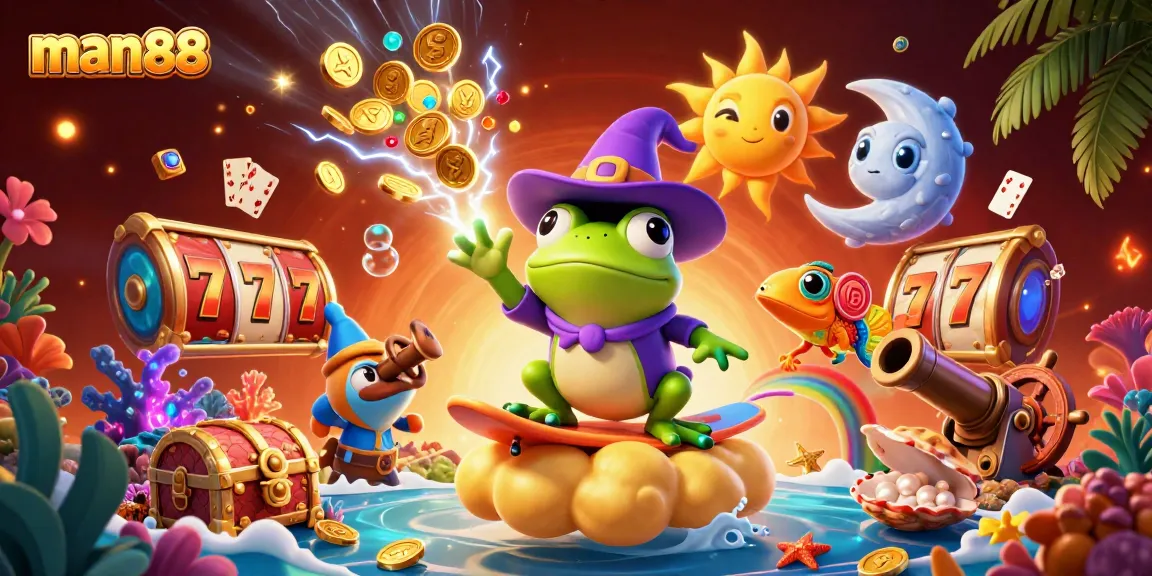 Experience the excitement of man88 with vibrant scenes of gold coins and lively characters.