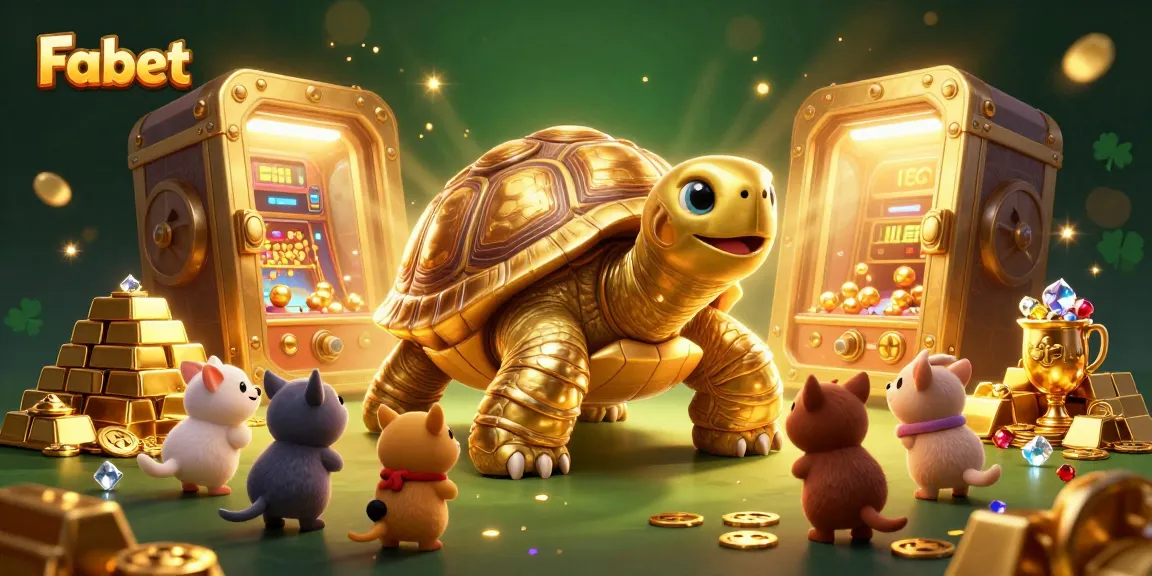 Experience the excitement of Fabet with casino games and treasures in this vibrant illustration.