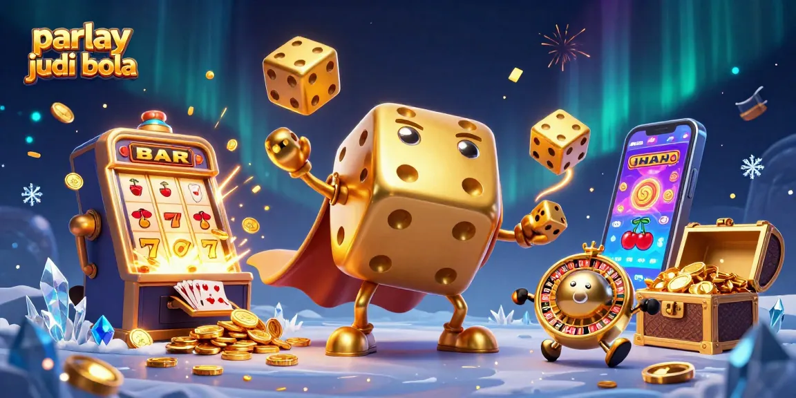 Experience the excitement of parlay judi bola with golden dice and jackpot symbols bursting with energy.