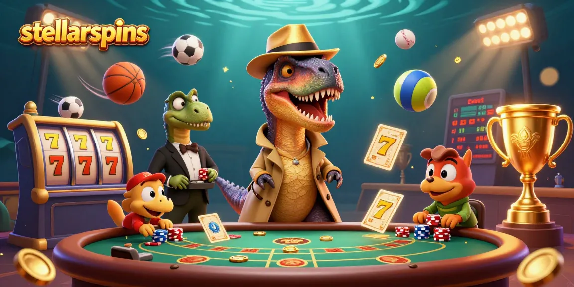 Engage with stellarspins at a vibrant blackjack table featuring a clever velociraptor card counter.