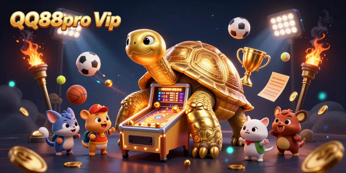 Experience fun at QQ88pro Vip with a vibrant casino scene featuring dynamic sports and gaming elements.