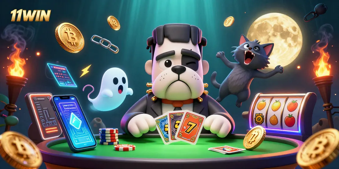 Join the fun at 11WIN with a vibrant 3D casino scene featuring unique characters and exciting game elements.